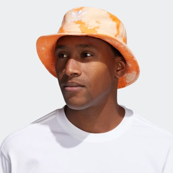 Adidas Originals Trefoil Reverse Tie Dye Bucket Hat Cap Orange EY5563 OSFM - New - Picture 2 of 7